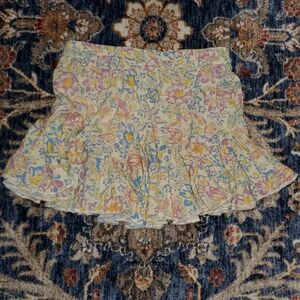 Aeropostale Yellow and Blue Mini Floral  Skirt